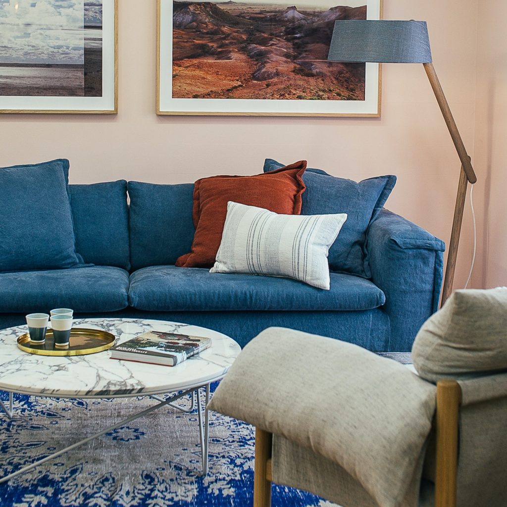 home furnishings Rachel Claire living room with couch and decorations
